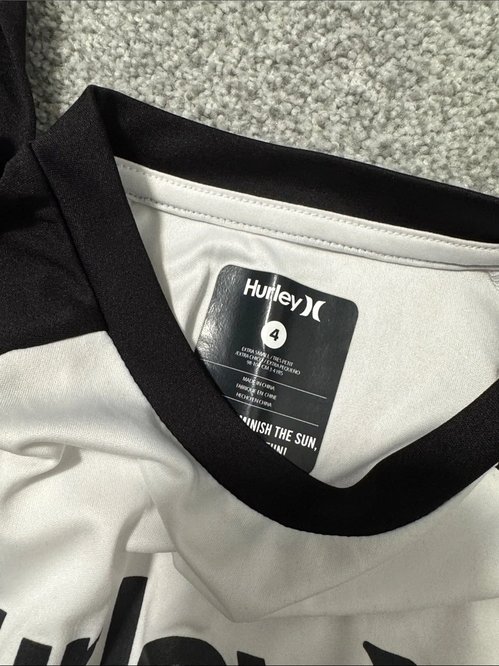 Hurley Black & White Rash Guard with Rainbow Stripe Swim Shorts